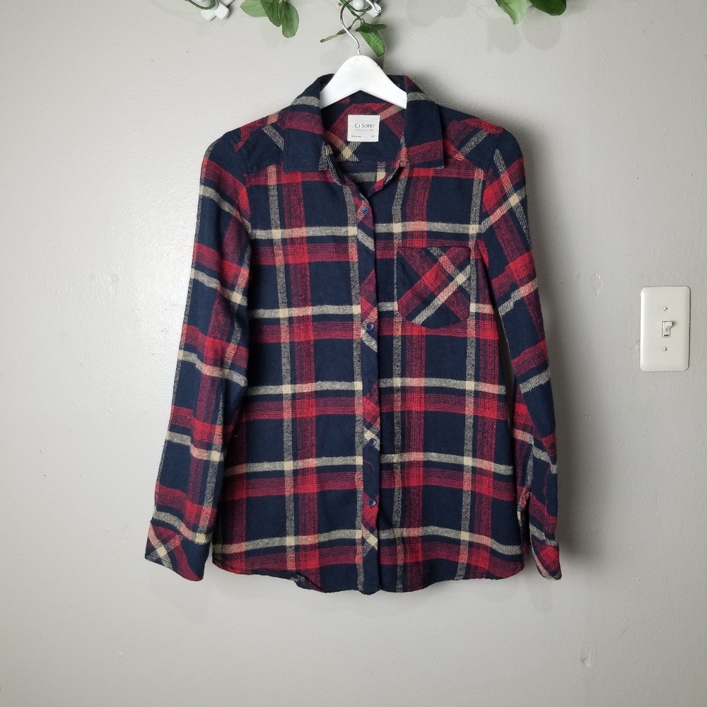Ci Sono plaid button down shirt size M